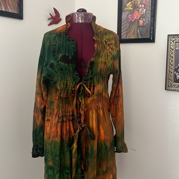 Tie dye, coat, duster, jacket, nwt, 100 percent cotton, jarli coat, artsy - Picture 3 of 12
